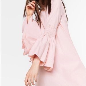 Zara Pink white stripes seersucker dress romper